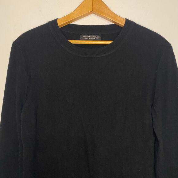 Women's Banana Republic Black Sweater Italian Merino Wool Blend Classic Small - Picture 3 of 15